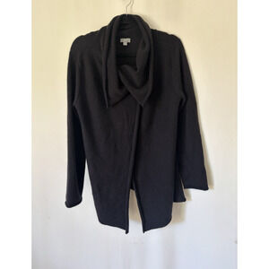 J. Jill Cashmere Sweater Cardigan Medium Black High Neck Long Sleeve